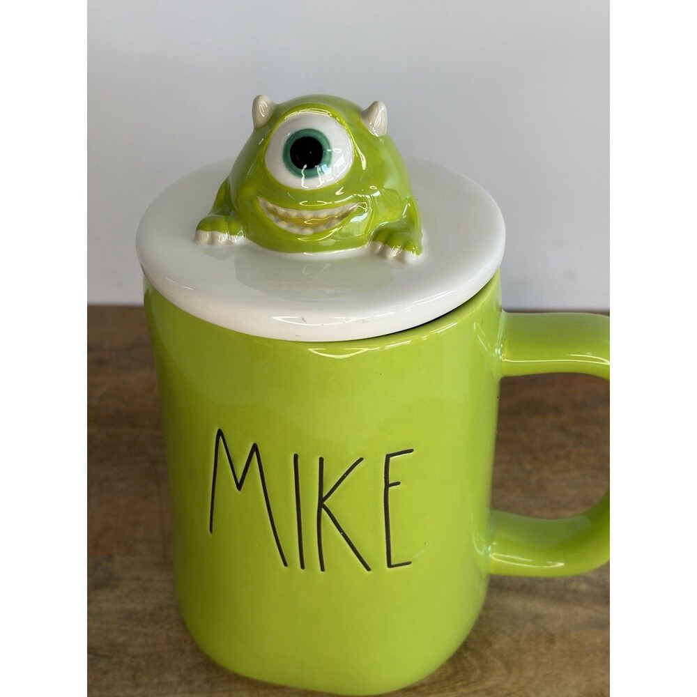 Rae Dunn Pixar Monsters Inc. Mike Wazowski Mug w/ Topper Lid Green - Disney - Picture 2 of 9